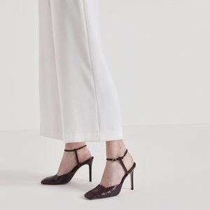 Charles&Keith Square Toe Croc-Effect Stiletto Pump